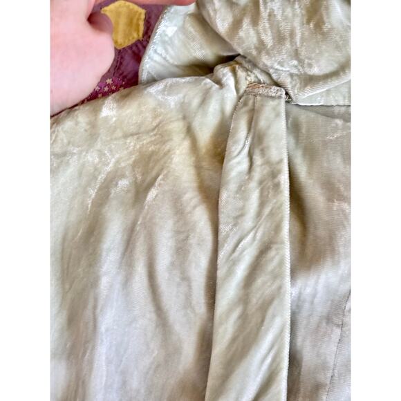 Vintage 1960s Homemade Dress Pale Blue Velvet Silk Lining Belts Wounded Bird - Picture 9 of 16